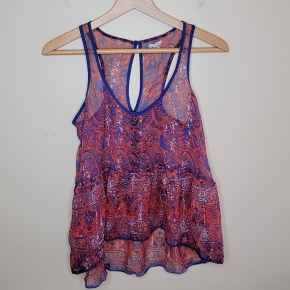 Urban Outfitters Ecote | Sheer Paisley Floral Baby Doll Tank Top Size XS - Picture 1 of 7